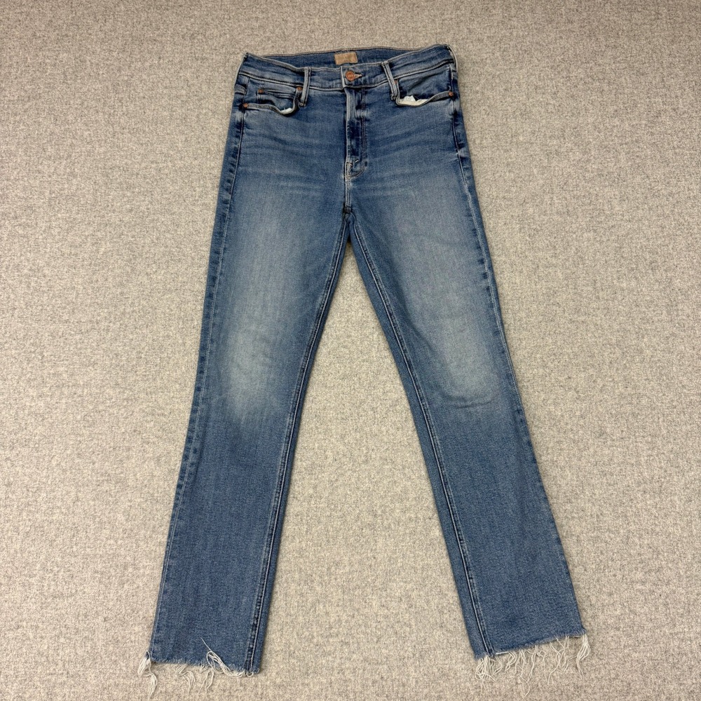 Mother | Straight Leg Jeans | 29 | Blue | Raw Frayed Hem High Rise Denim 1909